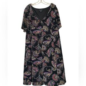 Black v neck paisley dress size 24W